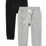The Children's Place Baby Boys and Toddler Active Fleece Jogger Sweatpants Pants, Black/Smoke Gray 2 Pack, 3T US