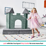 Yourigami Kids and Toddler Play Couch, Convertible Folding Sofa, Durable Foam Modular Design, Mountain Gray