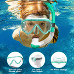 Vvinca Snorkeling Gear for Kids Dry Top Kids Snorkel Set for Boys Girls Junior Youth Children Age 4-14 Swim Goggles with Nose Cover Anti-Fog Panoramic View Adjustable Elastic Diving Mask and Snorkel
