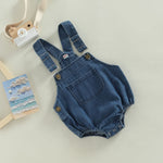BULINGNA Infant Baby Boy Girl Denim Romper Sleeveless Straps Button Jeans Jumpsuit Unisex Baby Jeans Overalls Summer Clothes (Blue, 12-18 Months)