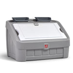 Step2 2-in-1 Toy Box & Art Lid, Kids Toy Storage Bin & Organizer, Easel & Chest in One, Made of Durable Plastic, For Toddlers 2+ Years Old, Gray