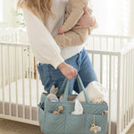 Lily Miles Baby Diaper Caddy Organizer, Quilted Nursery Storage Basket for Newborn Essentials and Diaper Changing Station, Gift for Baby Shower and Registry Must-Have (Willow Green)