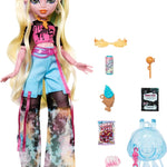 Monster High Lagoona Blue Doll in Mesh Tee and Cargo Pants, Includes Pet Fish Neptuna and Accessories Like a Backpack, Snack and Notebook