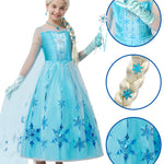 Spooktacular Creations Halloween Kids Ice Princess Dresses, Light-Up Princess Costume for Girls, Sequin Snowflake Long Cape Gown for Toddler Birthday, Halloween Dress-Up Party (3T, 3-4 yrs)