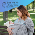 Ring Sling Baby Carrier - USA Lab Tested, 100% Natural Cotton Muslin, Breathable & Ergonomic Ring Sling Grey