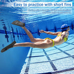 Gintenco Swim Fins, Kids Swim Training Fins for Lap Swimming, Travel Size Flippers with Mesh Bag, Silicone Swimming Fins for Kids Teens Adults Women Men