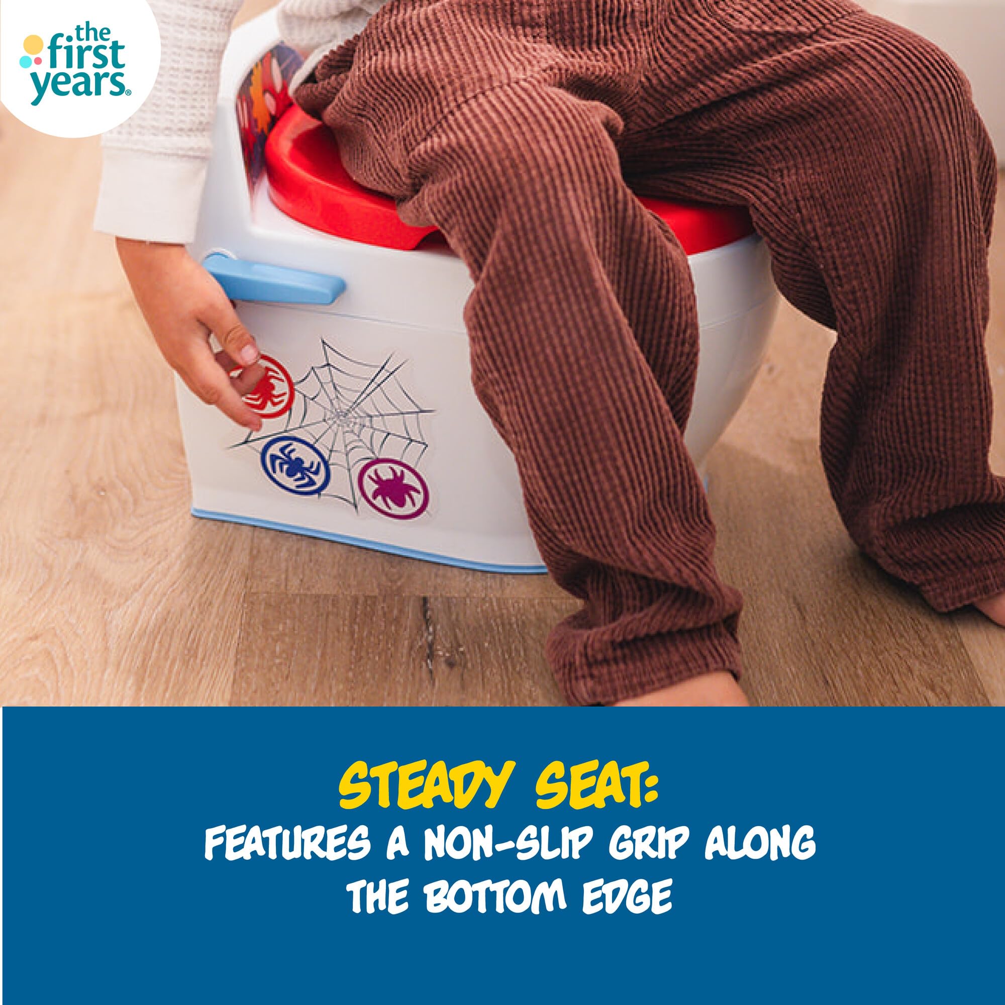 The First Years Spidey and his Amazing Friends Potty Training Toilet - 2-in-1 Potty & Removable Toddler Toilet Seat Attachment with Flush Sounds - Includes Anti-Splash Seat and Non-Slip Grip