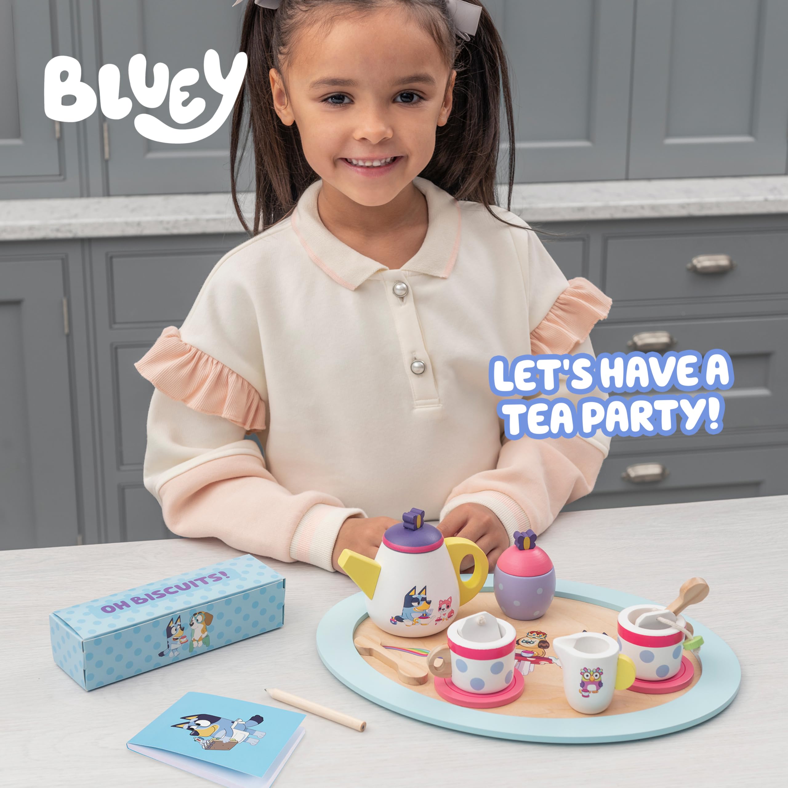 8th Wonder Bluey Toys Wooden Tea Party Set, - Pretend Play - Bluey ...