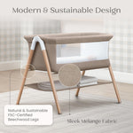 Delta Children Bondi Beechwood by The Bed Bassinet with PureAir Breathable Mesh Sheet and FSC-Certified Wood, Tan