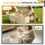 Orzbow Collapsible Baby Bathtub, Toddler Bathtub with Non-Slip Base, Portable Bath Tub for Kids Infant 12 Months+ Travel, Easy to Clean, Stable & Durable, Space-Saving, White