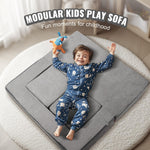 VEVOR Modular Kids Play Couch, Toddler Sofa Bed, Child Sectional Sofa with Removable Cover for Kids Girls & Boys, Grey
