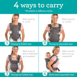 Infantino Flip 4-in-1 Convertible Baby Carrier & Crossbody Diaper Bag - Grow-with-Me Carrier with Attachable Crossbody Diaper Bag, Black and Gold, 2-Piece Set