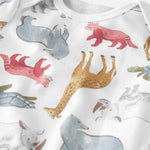 little planet by carter's unisex-baby 3-pack Long Sleeve Bodysuits made with Organic Cotton, Prehistoric/Stripe, 3M
