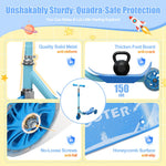 Kick Scooters for Kids 3-5 5-7 Years Age - Handlebars Flexible Steer,Height Adjustable,Stable Light Up Three Wheeled Toddler Scooter for Boy & Girl,Indoor Outdoor Kid Child Toy Gift - Blue