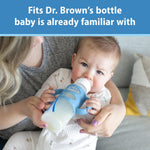 Dr. Brown's Milestones Narrow Sippy Spout Bottle with 100% Silicone Handles, Easy-Grip Handles with Soft Sippy Spout, 8oz/250mL, Black & Ecru, 2 Count (Pack of 1), 6m+
