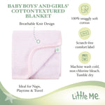 Little Me Knit Baby Blanket – 100% Soft Cotton, Snuggly and Breathable, Perfect as a Swaddle, Stroller Blanket or Nursery Decor for Boys and Girls, Pink Stripe, 30 x 40 Inches