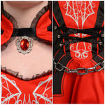 Spooktacular Creations Halloween Girls Vampire Costume, Red Dark Vampire Dress Costume for Girls Halloween Dress up, Role-Playing and Parties