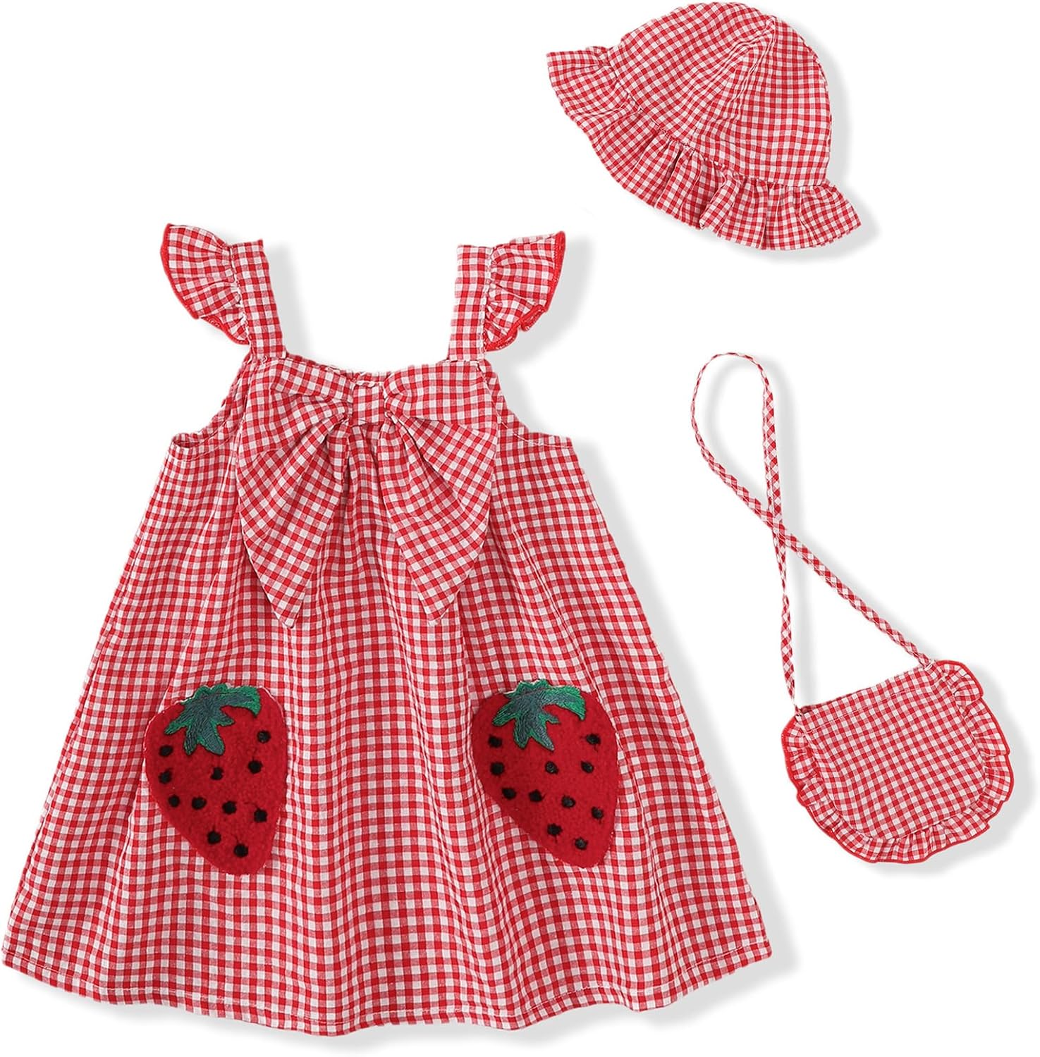 Renotemy Infant Baby Girl Dresses Summer Outfits Casual Cotton Linen Sundress with Hat Toddler Clothes for Girls 3Months-3T