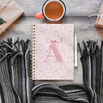 VONTP Coquette Preppy Pink Bow Spiral Notebook, Initial A Journal Personalized Teen Girl Gifts, Trendy Personalized Gifts for Women Teen Girl, Funky Girly Style Hardcover Spiral Notebook 5.5x8.3