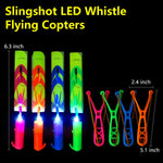 OceanWings LED Flying Set with Whistle, 25 Slingshot+25 Glow Helicopter, Flying Toy Outdoor Toy Glow in The Dark Party Supplies Party Favors Bulk for Kids 8-12,4-8 Outdoor Game Easter Basket Stuffer