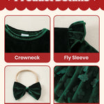 Kucnuzki Baby Girl Clothes 6 9 12 Months Girl Winter Clothes Cute Birthday Tutu Fairy Dress Long Sleeve Green Knee Length Holiday Party Dress Baby Outfit