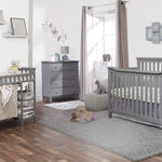 Sorelle Furniture Palisades 3-Piece Nursery Set with 4-in-1 Convertible Crib, 4-Drawer Dresser,and Changing Table with Hamper, Baby Furniture Made of Wood,Non-Toxic Finish, Nursery Furniture Set-Gray