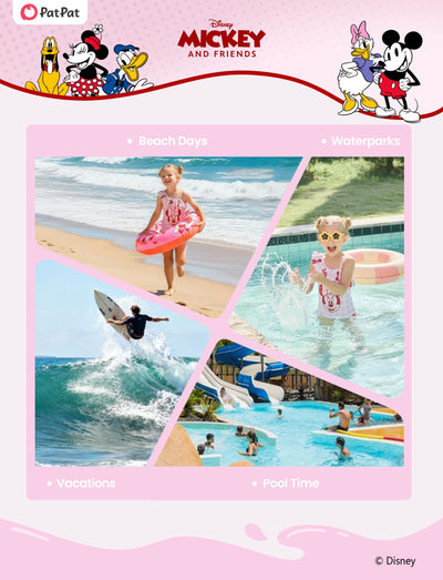 Disney Minnie Mouse Girls Swimsuits UPF 50 Ruffle Cute One Piece Bathing Suits Sport Summer Beach Swimwear Pink Plaid Quick Dry for Toddler Girls Size 3T