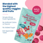 Amara Smoothie Melts - Carrot Raspberry - Baby Snacks Made With Fruits and Vegetables - Healthy Toddler Snacks For Your Kids Lunch Box - Organic Plant Based Yogurt Melts - 6 Resealable Bags