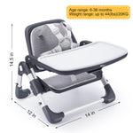Bear Booster Seat for Kitchen Chairs, Portable High Chair for Babies 6–36 Months (Up to 44 lbs), Adjustable 3-Level Foldable Booster with Removable Tray, Ideal for Home, Outdoor, Camping, and Travel