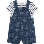 Little Me Clothes for Baby Boys' Puppies Shortall, Blue Puppipes, 6 Monthss