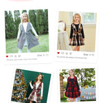 PATPAT Girls Fall Dress Set – Long Sleeve Knit Dress with Red Plaid Shacket – Kindergarten Outfit for Holiday Photos, 5–6 Years