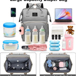 juman Diaper Bag Backpack, Large Diaper Bag with Changing Station, Baby Bag with USB Charging Port, 3 Rolls of Waste Bags with Dispenser, Waterproof Diaper Bags for Boys & Girls, Baby Shower Gifts