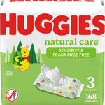 Huggies Natural Care Sensitive Baby Wipes, Unscented, Hypoallergenic, 99% Purified Water, 12 Flip-Top Packs (768 Wipes Total), Packaging May Vary