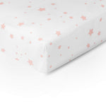 Newton Baby Organic Fitted Crib Sheets (2-Pack) - 100% Breathable and Ultra-Soft, 100% Organic Muslin Cotton, Stardust Print in Blush Coral + Solid White, Fits All Standard Cribs