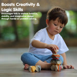PlanToys® Geo Stacking Rock Wooden Montessori Balancing and Fine Motor Toy | Creative Thinking, Coordination and Early Problem Solving Activity | Eco Friendly Educational Open Ended Play Set
