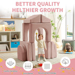 wanan Kids Couch 10PCS, Modular Kids Play Couch for Playroom Bedroom, 10 in 1 Multifunctional Kid Sofa for Playing, Creativing, Sleeping, Indoor Toddler Couches for Boys and Girls(Pink)