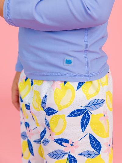 RUGGEDBUTTS Boys UPF50+ Sun Protection Fruits & Florals Swim Trunks - Lemon Capri, 12-18m