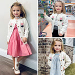 Simplee kids Baby Sweater Beige Girl Sweater Knitted Cardigan for Toddler 1-9Years Spring Kids Solid Jacket Beige