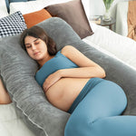 QUEEN ROSE Pregnancy Pillow, U Shaped Full Body Pillows for Sleeping Support, 55 Inch Maternity Pillow for Pregnant Women, Dark Grey