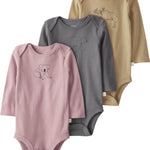 little planet by carter's unisex-baby 3-pack Long Sleeve Bodysuits made with Organic Cotton, Slate/Ochre/Pink, NB