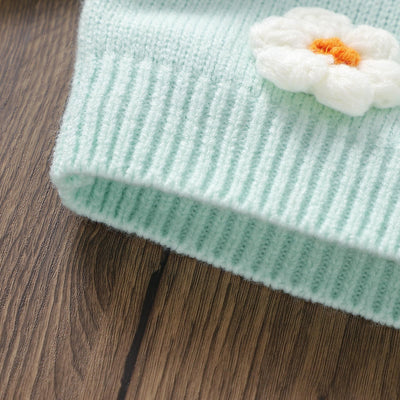 Toddler Baby Girl Sweater Floral Cardigan Knit Long Sleeve Coat Cute Fall Winter Outfits Clothes Infant Newborn (Aqua Blue, 6-9 Months)
