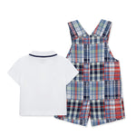 Little Me Clothes for Baby Boys' Patchwork Shotall Set, Plaid Patchwork, 9 Months