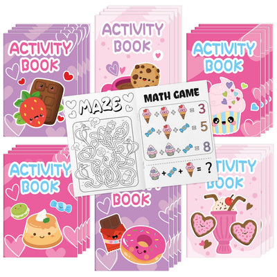 Summer Activity Books for Kids - 24Pcs Coloring Fruits Books Set Bulk Summer Tropical Search Mazes Word Scramble Games Mini Books for Party Goodie Bags Stuffers School Classroom Favors