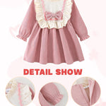 Kucnuzki 18 Months Girl Clothes Toddler Fall Dress Cute Long Sleeve Casual Ruffle Dress Baby Winter Outfit Baby Girl Clothes 12-18 Months
