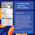 Cerebelly Organic Baby Food Pouches, Black Bean Sweet Potato Purees, 16 Nutrients, No Added Sugar, Non-GMO, Toddler Snacks, 4oz, 6 Pack