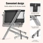 Dream On Me Skylar Bassinet and Bedside Sleeper, Adjustable Heights, Breathable Mesh Sides, Plush Mattress Pad, Wheels with Safety Locks & Tool-Free Assembly, Compact Fold & Travel Bag - Black