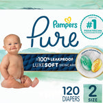 Pampers Pure Protection Baby Diapers, Size 5 (27+ lbs), 132 Count, Up to 100% Leakproof, Premium Plant-based Skin Protection, Hypoallergenic Soft Diapers