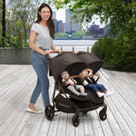 Delta Children Cruzer Double Stroller – Lightweight Side by Side with Reclining Seats, Extendable Canopies and Flat Fold, Black