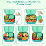 Aimsnk Bento Lunch Box for Kids with 12oz Soup Thermo,4 Compartments Lunch Box Containers Kids, Includes Foldable Spoon &Sauce Jar, BPA Free&Leak proof,Insulated Food Jar for Travel,School,Picnic
