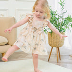 Renotemy Baby Girl Summer Dress Infant Boho Outfits Beige Casual Floral Sundress with Hat and Bag Sleeveless Party Beach Vintage Dresses Baby Girl Clothes 6-9 Months 12 Months